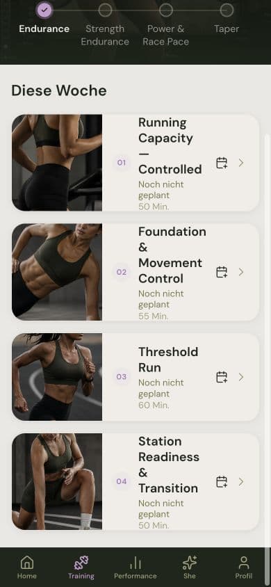 SheRox app: YOUR WEEK